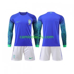 Camisolas de futebol Brasil Criança Equipamento Alternativa World Cup 2022 Manga Comprida